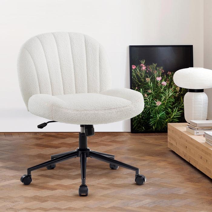 Intimate Wm Heart Armless Office Desk Chair With Wheels Ergonomic Criss Cross Legged Computer Chair With Fabric Padded Height Adjustable Wide Seat Vanity Chair Mid Back Task Chair For Home Bedroom