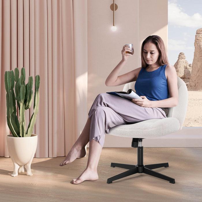 Intimate Wm Heart Armless Office Desk Chair With Wheels Ergonomic Criss Cross Legged Computer Chair With Fabric Padded Height Adjustable Wide Seat Vanity Chair Mid Back Task Chair For Home Bedroom
