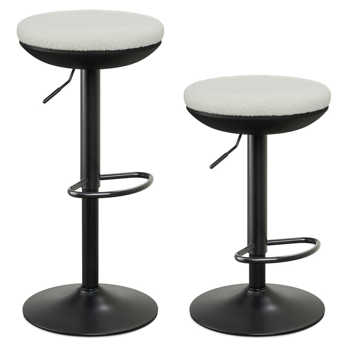 Intimate Wm Heart Bar Stools Set Of 2 360° Swivel Bar Stools Height Adjustable Bar Chairs Backless Round Counter Stools Soft Teddy Fabric Kitchen Stools For Bar Counter Restaurant