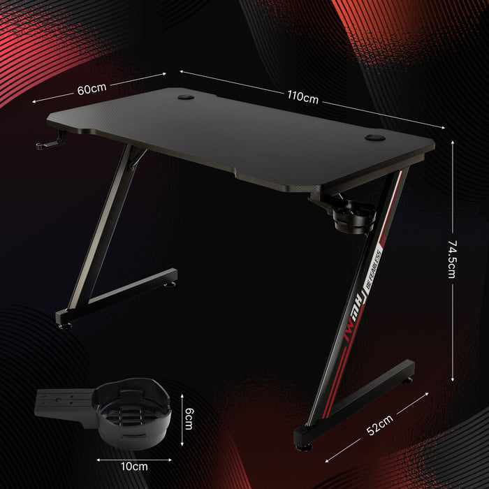 Intimate Wm Heart Gaming Computer Desk 110 Cm With Carbon Fiber Desktop And Storage Shelf