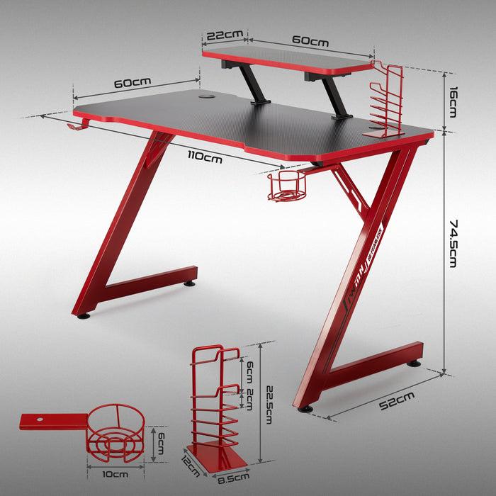Intimate Wm Heart Gaming Computer Desk 110 Cm With Carbon Fiber Desktop And Storage Shelf