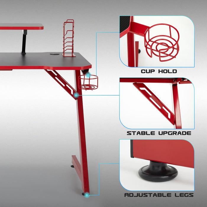 Intimate Wm Heart Gaming Computer Desk 110 Cm With Carbon Fiber Desktop And Storage Shelf