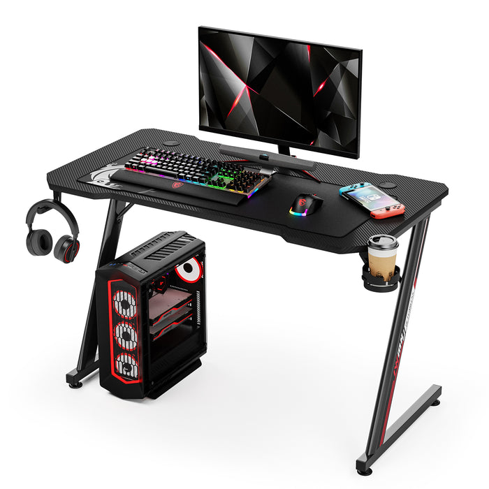 intimate wm heart Gaming Computer Desk 110 cm with Carbon Fiber Desktop and Storage Shelf