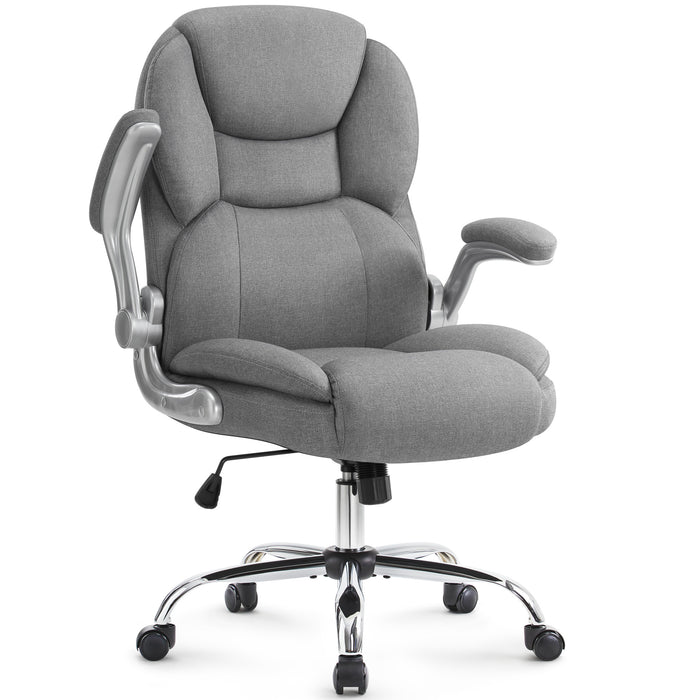 Intimate Wm Heart Gray Executive Office Chair Big And Tall Computer Desk Chair With Adjustable Flip-up Armrests High Back Leather Chair With Lumbar Support Swivel Rolling Chair For Adults Working Study
