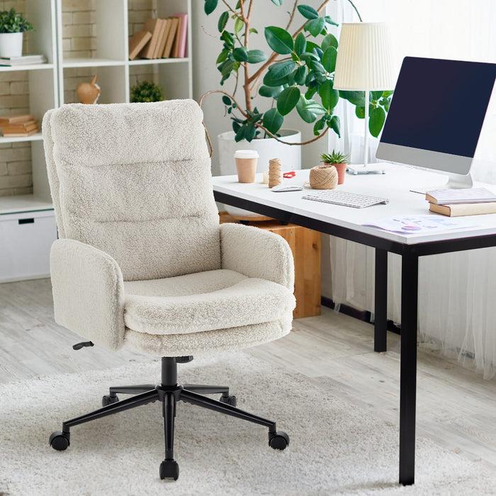 Intimate Wm Heart High-Back Home Office Chair Upholstered Desk Chair With Armrests Height Adjustable Armchair With Wheels Swivel Office Desk Chair Ergonomic Computer Task Chair Leisure Armchair Cashmer