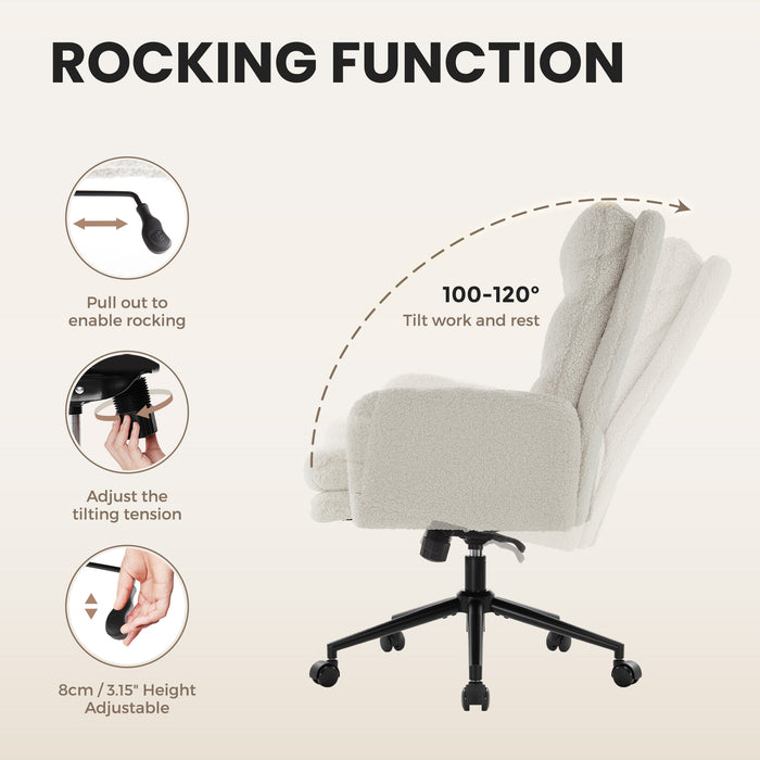 Intimate Wm Heart High-Back Home Office Chair Upholstered Desk Chair With Armrests Height Adjustable Armchair With Wheels Swivel Office Desk Chair Ergonomic Computer Task Chair Leisure Armchair Cashmer