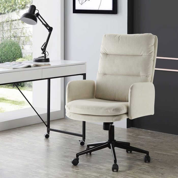 Intimate Wm Heart High-Back Home Office Chair Upholstered Desk Chair With Armrests Height Adjustable Armchair With Wheels Swivel Office Desk Chair Ergonomic Computer Task Chair Leisure Armchair Cashmere