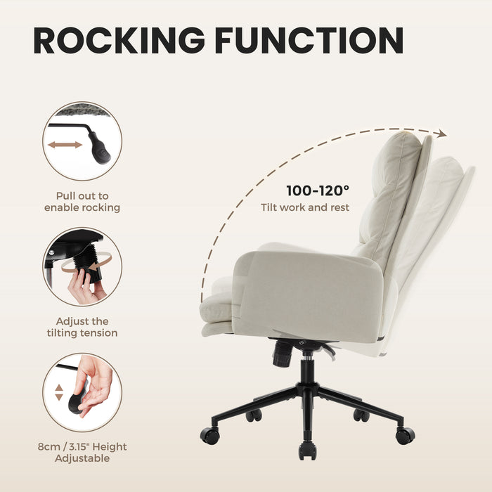 Intimate Wm Heart High-Back Home Office Chair Upholstered Desk Chair With Armrests Height Adjustable Armchair With Wheels Swivel Office Desk Chair Ergonomic Computer Task Chair Leisure Armchair Cashmere