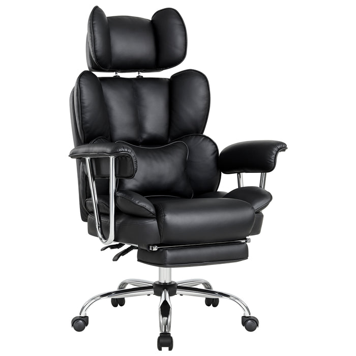 intimate wm heart High Back PU Leather Office Chair Big and Tall Executive Desk Chair with Footrest & Lumbar Cushion Lifting Headrest Ergonomic Computer Chair Managerial Chair with Wide Seat & Armrests
