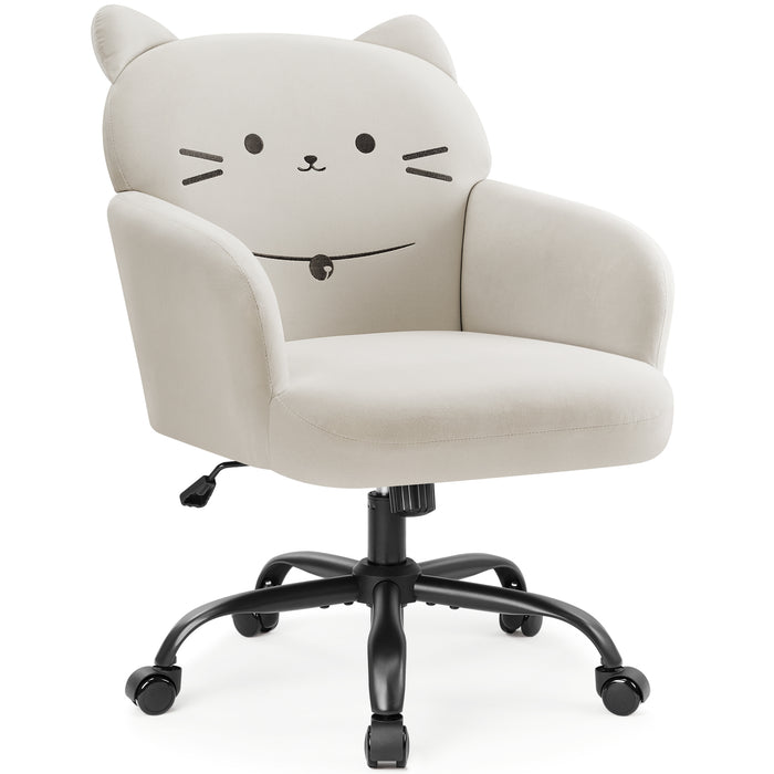 Intimate Wm Heart Home Office Chair Cute Velvet Vanity Chair Wide Seat Desk Chairs Upholstered Modern Tufted Accent Armchair Ergonomic Pet Cat Themed Computer Task Chairs For Living Room Bedroom Study Makeup