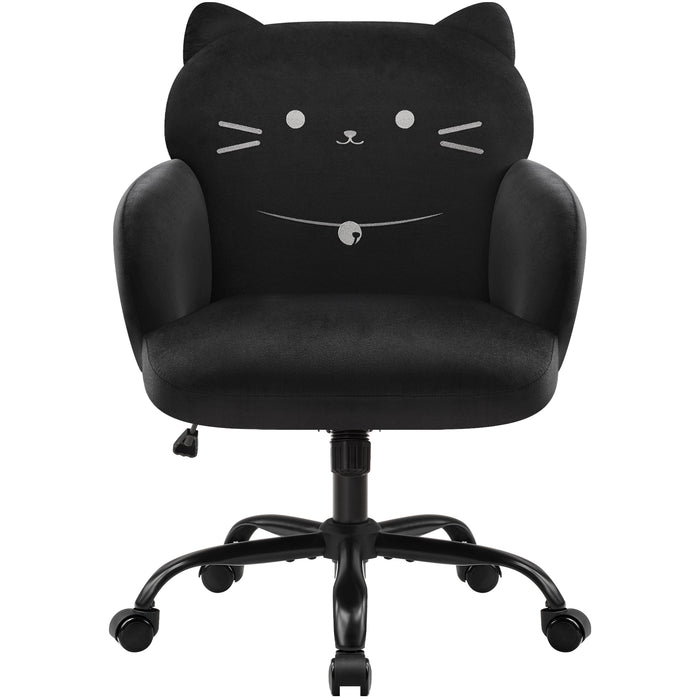 Intimate Wm Heart Home Office Chair Cute Velvet Vanity Chair Wide Seat Desk Chairs Upholstered Modern Tufted Accent Armchair Ergonomic Pet Cat Themed Computer Task Chairs For Living Room Bedroom Study Makeup