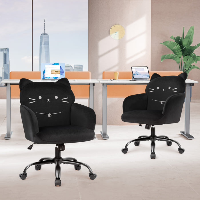 Intimate Wm Heart Home Office Chair Cute Velvet Vanity Chair Wide Seat Desk Chairs Upholstered Modern Tufted Accent Armchair Ergonomic Pet Cat Themed Computer Task Chairs For Living Room Bedroom Study Makeup