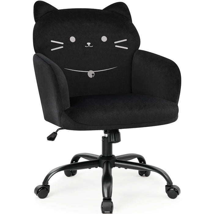 intimate wm heart Home Office Chair Cute Velvet Vanity Chair Wide Seat Desk Chairs Upholstered Modern Tufted Accent Armchair Ergonomic Pet Cat Themed Computer Task Chairs for Living Room Bedroom Study Makeup
