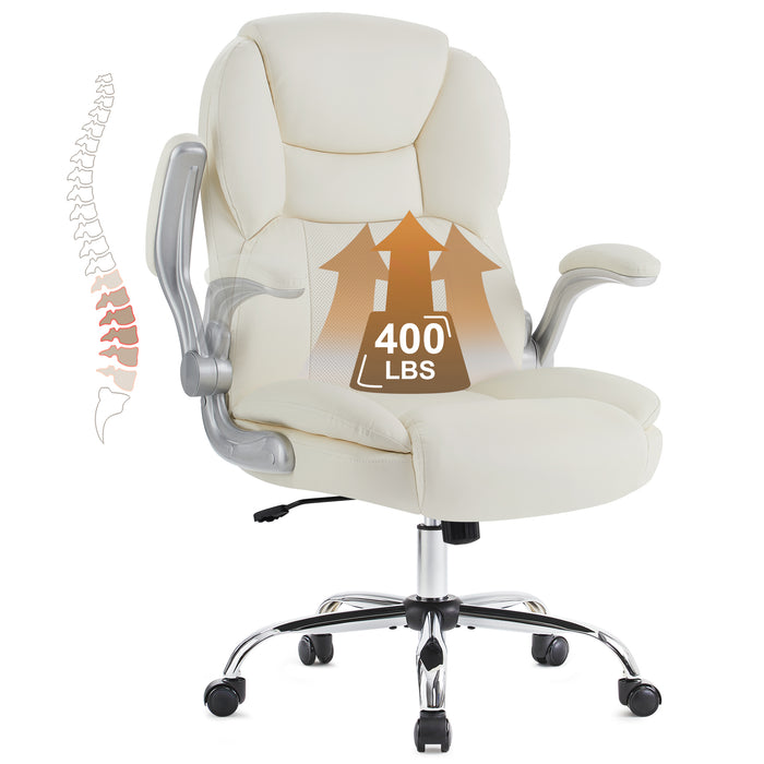 Intimate Wm Heart IWMH Executive Office Chair Big And Tall Computer Desk Chair With Adjustable Flip-up Armrests High Back Leather Chair With Lumbar Support Swivel Rolling Chair For Adults Working Study (