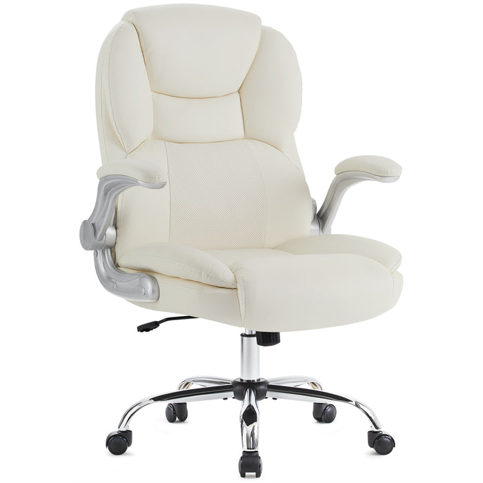 Intimate Wm Heart IWMH Executive Office Chair Big And Tall Computer Desk Chair With Adjustable Flip-up Armrests High Back Leather Chair With Lumbar Support Swivel Rolling Chair For Adults Working Study (