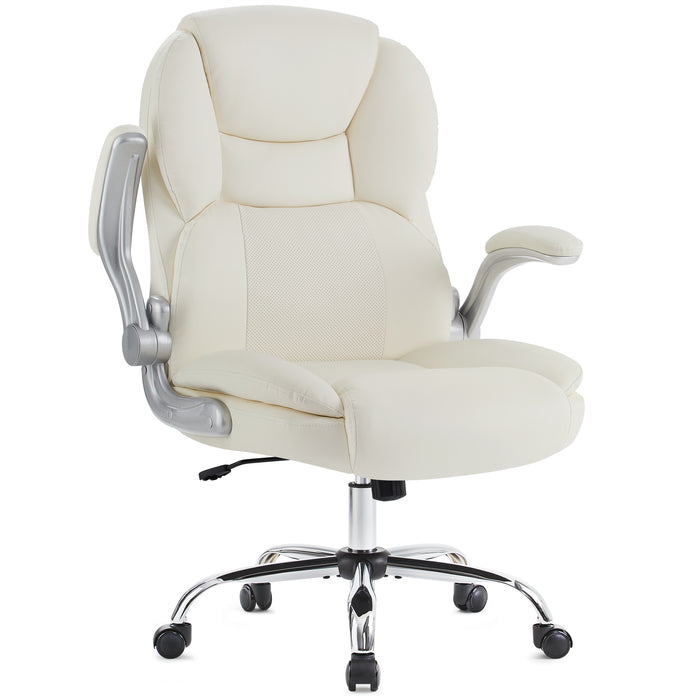 Intimate Wm Heart IWMH Executive Office Chair Big And Tall Computer Desk Chair With Adjustable Flip-up Armrests High Back Leather Chair With Lumbar Support Swivel Rolling Chair For Adults Working Study (