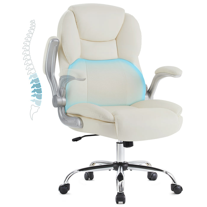 intimate wm heart IWMH Executive Office Chair Big and Tall Computer Desk Chair with Adjustable Flip-up Armrests High Back Leather Chair with Lumbar Support Swivel Rolling Chair for Adults Working Study (