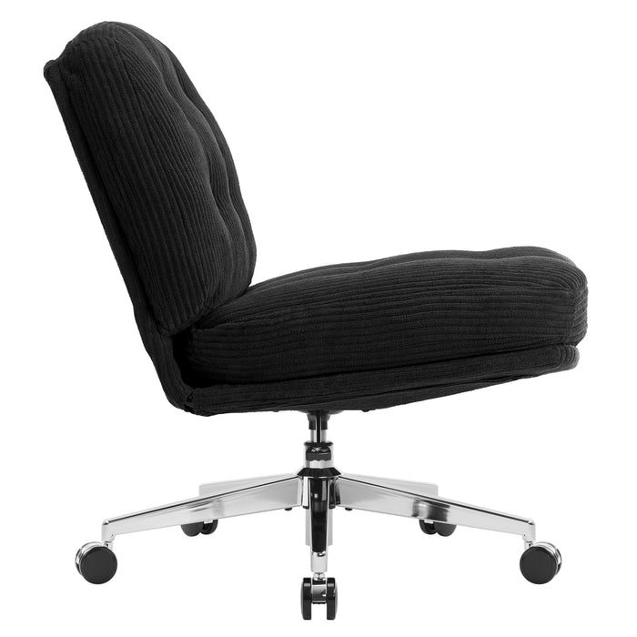 Intimate Wm Heart IWMH Office Chair Without Armrests Wide And Thick Swivel Chair With Wheels Height Adjustable Desk Chair With Corduroy Ergonomic Chair Reading Chair For Sitting In Crossed Seat