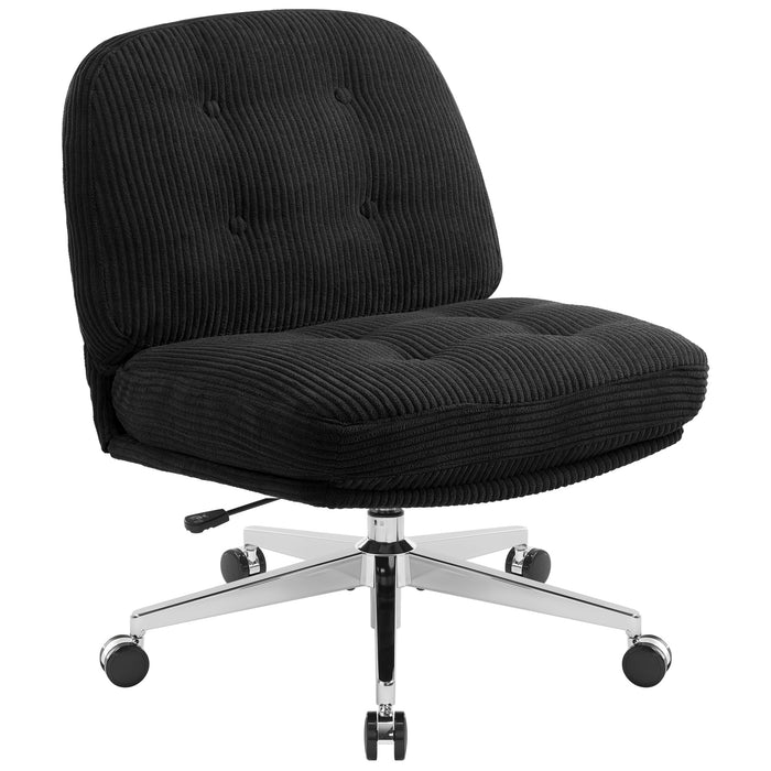 Intimate Wm Heart IWMH Office Chair Without Armrests Wide And Thick Swivel Chair With Wheels Height Adjustable Desk Chair With Corduroy Ergonomic Chair Reading Chair For Sitting In Crossed Seat