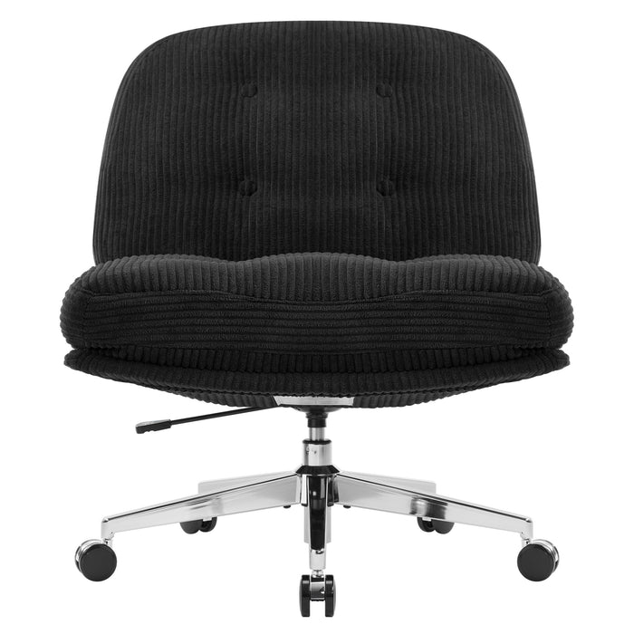 intimate wm heart IWMH Office Chair without Armrests Wide and Thick Swivel Chair with Wheels Height Adjustable Desk Chair with Corduroy Ergonomic Chair Reading Chair for Sitting in Crossed Seat