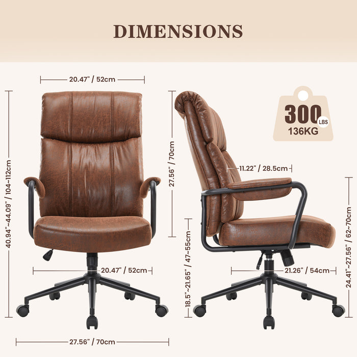 Intimate Wm Heart Mid Century Office Chair Ergonomic Modern Breathable Fabric Home Desk Chair With Lumbar Support Adjustable Height Swivel Computer Chair For Home Office Brown