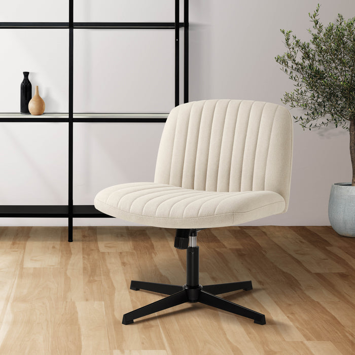 Intimate Wm Heart Mukava Armless Office Chair Desk Chair No Wheels Fabric Padded Swivel Vanity Chair
