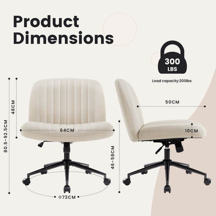 Intimate Wm Heart Mukava Armless Office Chair Desk Chair With Wheels Fabric Padded Swivel Vanity Chair