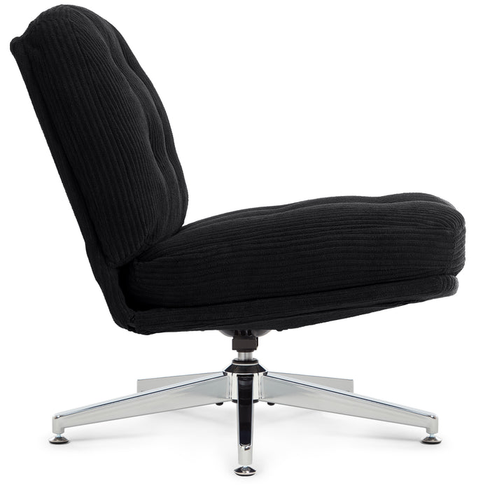 Intimate Wm Heart Office Chair Without Armrests Living Room Armchair With Crossed Legs Ergonomic Swivel Chair With Extra Large Cushion Fabric Desk Chair For Home Office Vanity Bedroom