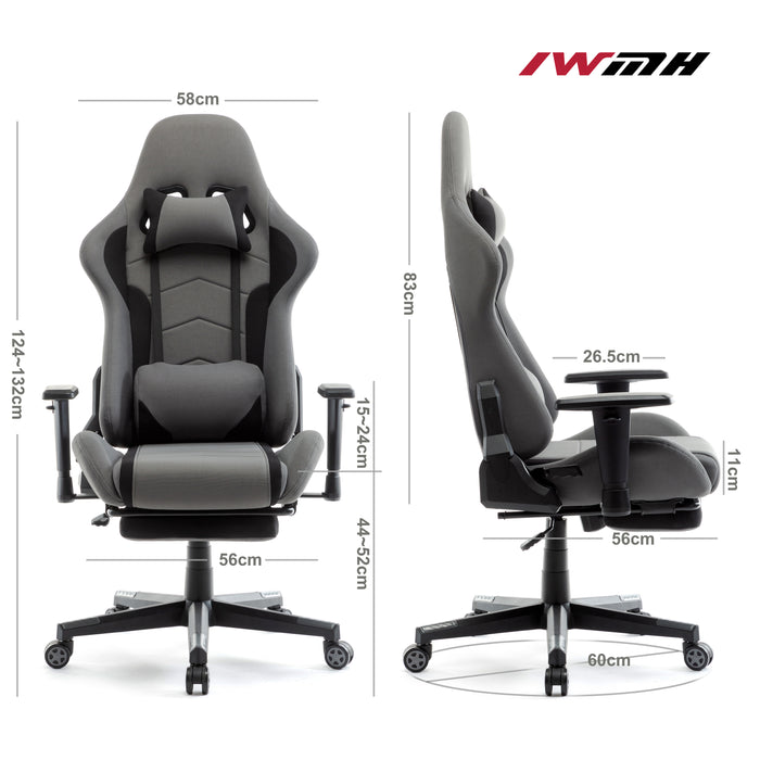 Intimate Wm Heart Rally Gaming Racing Chair Fabric-Charcoal Grey