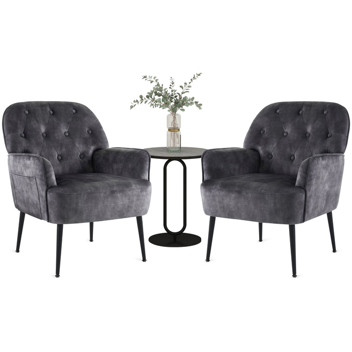 Intimate Wm Heart Set Of 2 Accent Chair For Living Room Button Linen Fabric Armchair Single Sofa Chair With Arms Metal Legs Side Corner Chair For Bedroom Reading