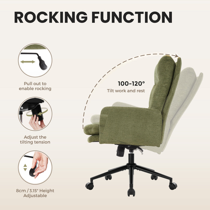 Intimate Wm Heart Upholstered Desk Chair With Wheels High-Back Office Chair Adjustable Height & Swivel Ergonomic Computer Chair For Home Office Bedroom