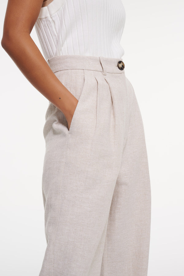 Intimo HERRINGBONE STRAIGHT PANT Natural