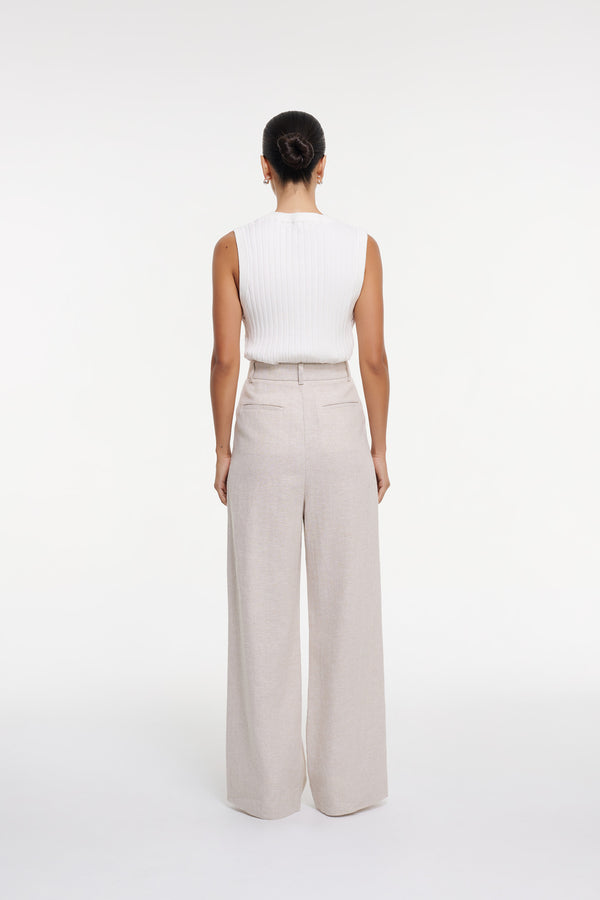 Intimo HERRINGBONE STRAIGHT PANT Natural