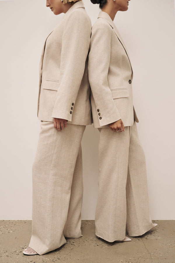 Intimo HERRINGBONE STRAIGHT PANT Natural