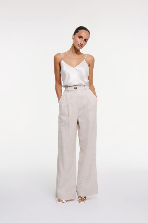 intimo HERRINGBONE STRAIGHT PANT Natural