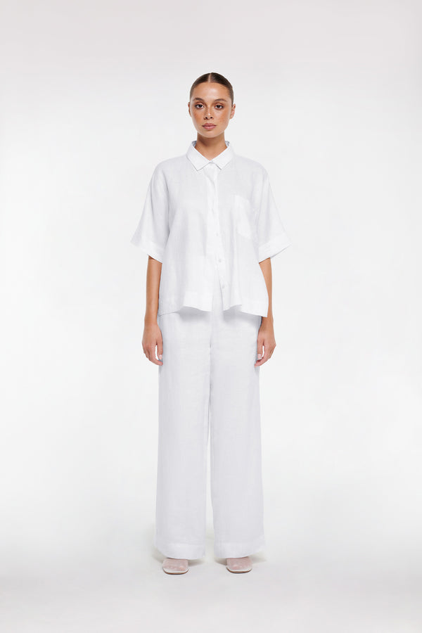 intimo LINEN BOXY SHIRT White