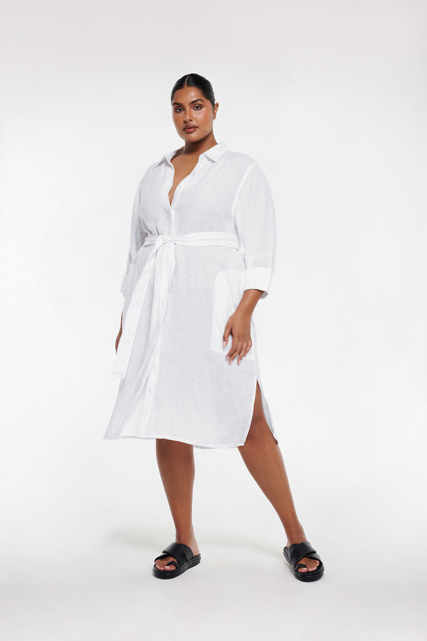 Intimo LINEN SHIRT DRESS White