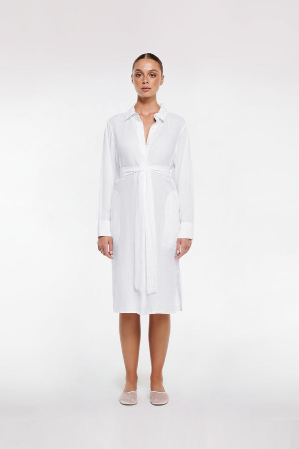 intimo LINEN SHIRT DRESS White