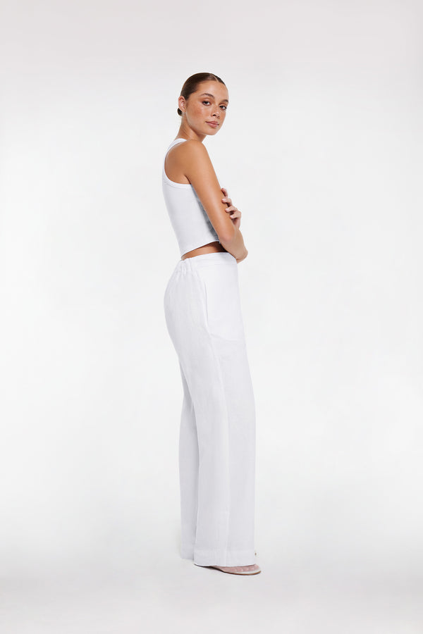 Intimo LINEN STRAIGHT LEG PANT White