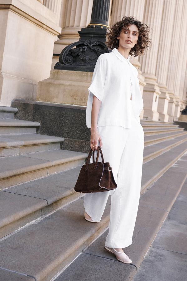 Intimo LINEN STRAIGHT LEG PANT White