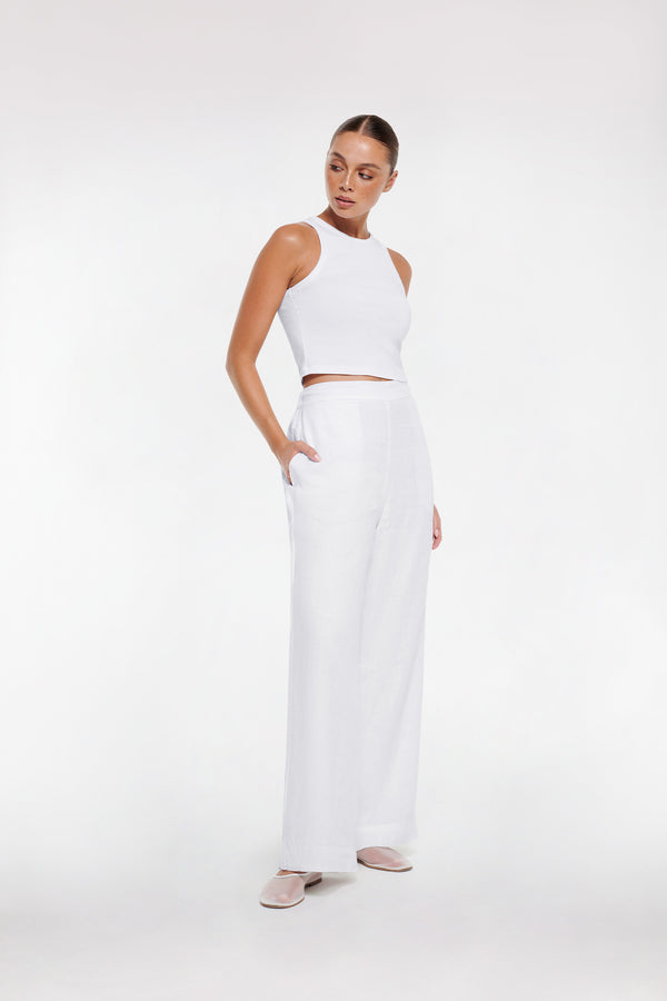 Intimo LINEN STRAIGHT LEG PANT White