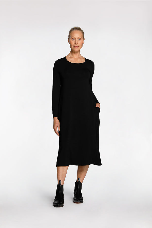 intimo LONG SLEEVE MIDI DRESS Black