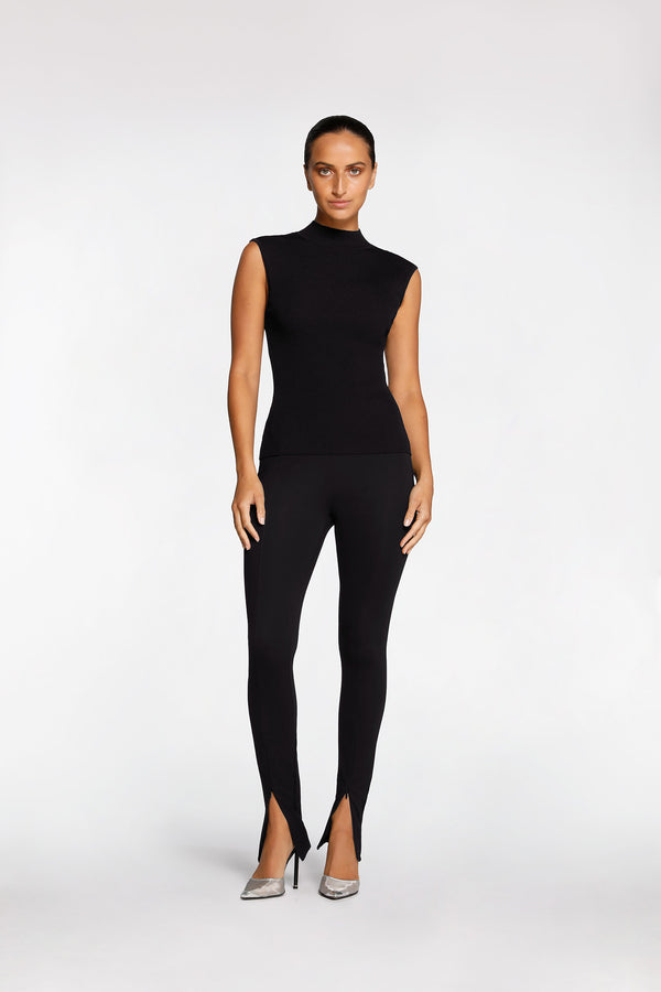intimo RIB FUNNEL NECK TOP Black