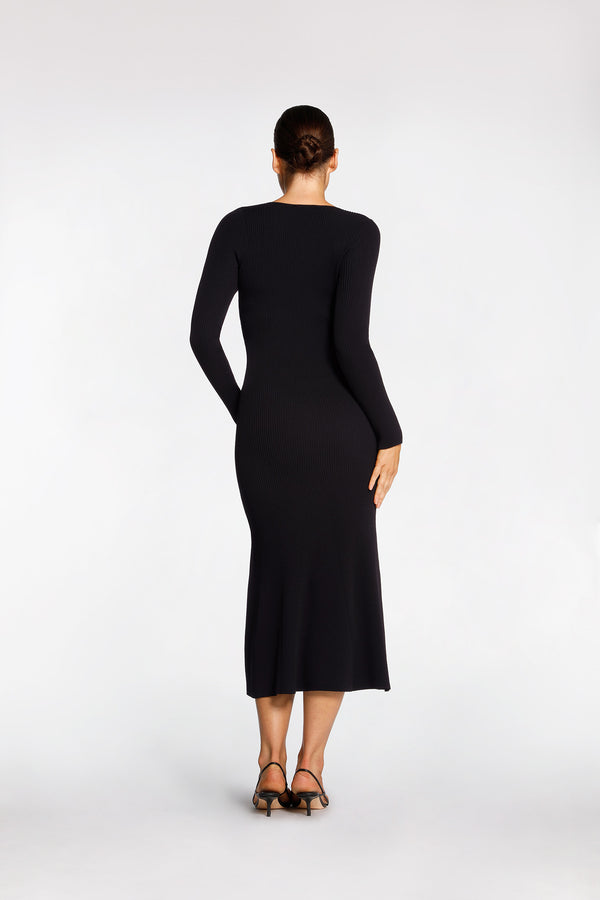 Intimo RIB LONG SLEEVE DRESS Black