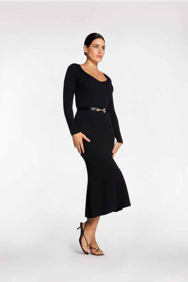 Intimo RIB LONG SLEEVE DRESS Black