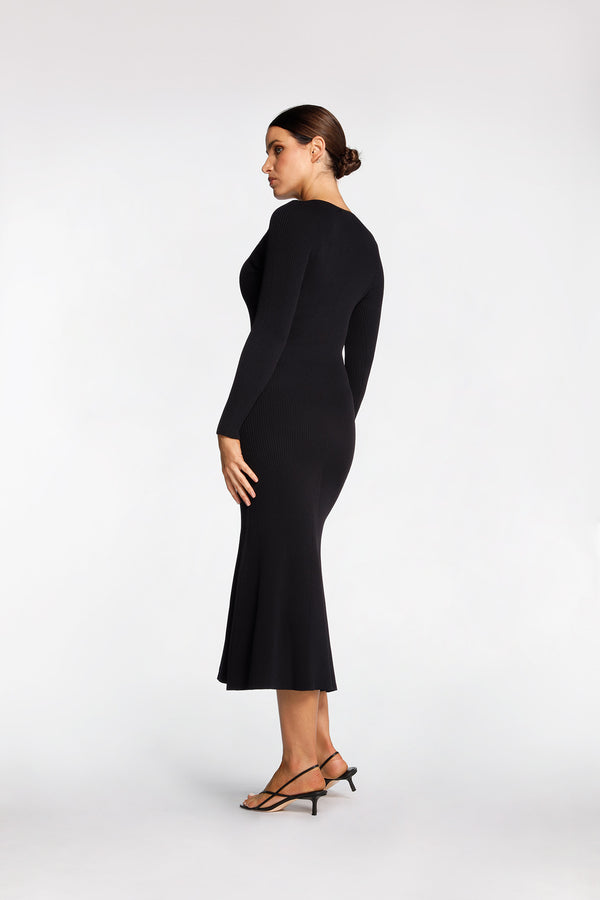 Intimo RIB LONG SLEEVE DRESS Black