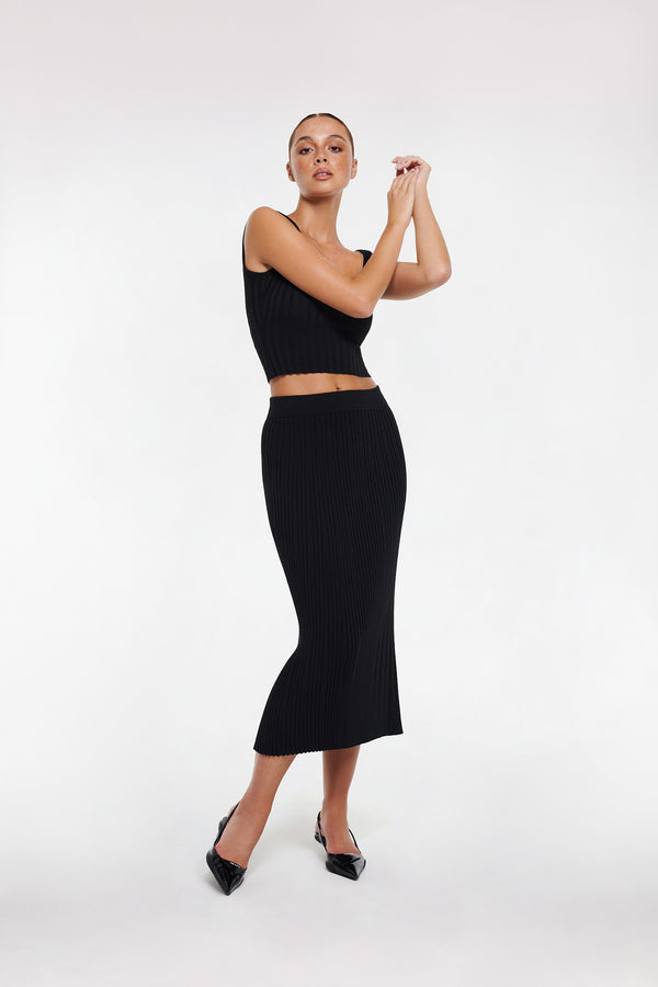 intimo RIB MIDI SKIRT Black