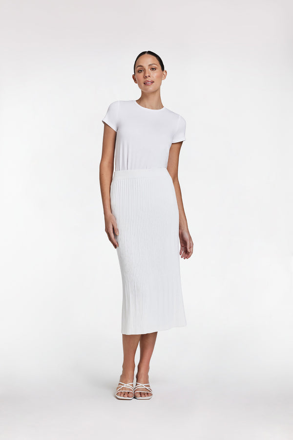 intimo RIB MIDI SKIRT White