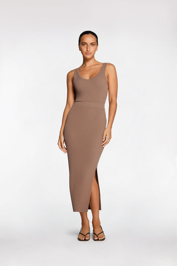 intimo RIB SIDE SPLIT SKIRT Oak