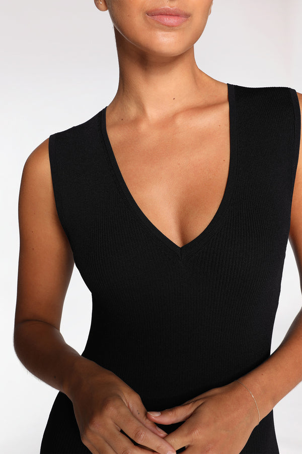 Intimo RIB V NECK DRESS Black